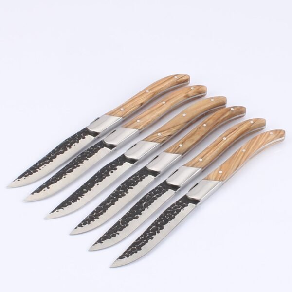 Laguiole Steak Knife Olive Wood Handle Forged Steak Knife - High-End Stainless Steel Cutlery