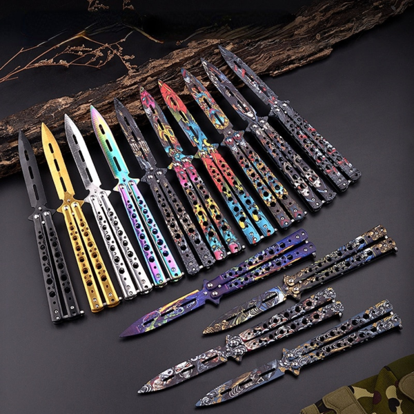 Portable Practice Butterfly Knife Stainless Steel Foldable Butterfly Knife Training Knives Transformable Outdoor Trainer Game