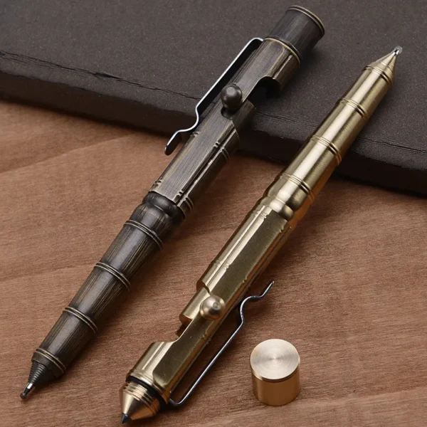 Brass Slub Pen Retro Bolt Gel Pen Tactical Self Defense Supplies Personal Emergency Defense Tool Security Protection EDC Tool