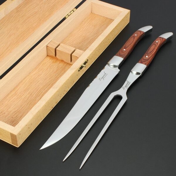Laguiole Carving Knife And Fork Set Wholesale – High-End Stainless Steel And Solid Wood Handle, The Best Choice For The Catering Industry