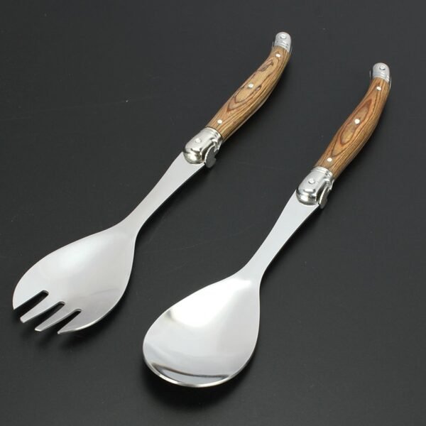Laguiole Salad Spoon And Fork Set Wholesale – High-End Stainless Steel And Exquisite Solid Wood Handle, Perfect Cutlery Combination