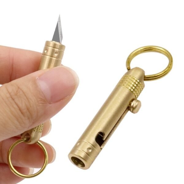Mini brass box cutter Utility Knife，Open Craft Spear Type Front Switchblade