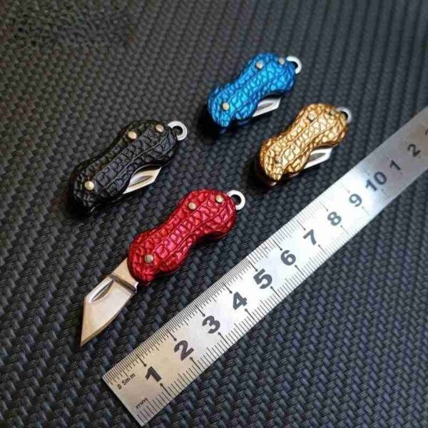 Outdoor Creative Peanut Shaped Mini Key Pocket Knife Stainless Steel Portable Folding Knife Cutter Necklace Knife Fruit Knife