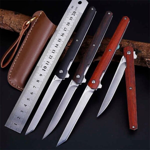 High Hardness Stainless Steel 3CR13mov Portable Outdoor Folding Pocket Knife With Wooden Handle
