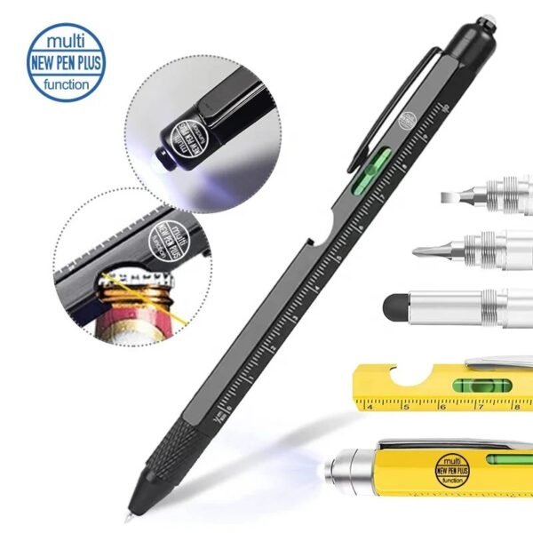 9 in 1 metal Multitool tactical pen LED Light Stylus Ruler Ballpoint