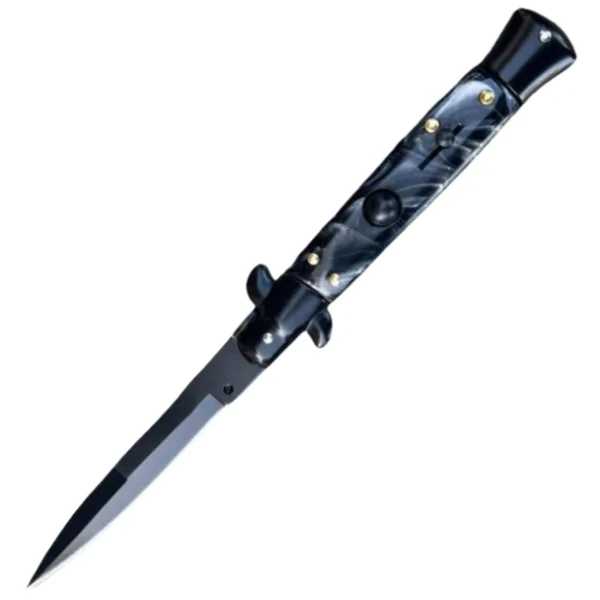 8.75 Inch Black Italian Style Classic Switchblade Automatic Knife